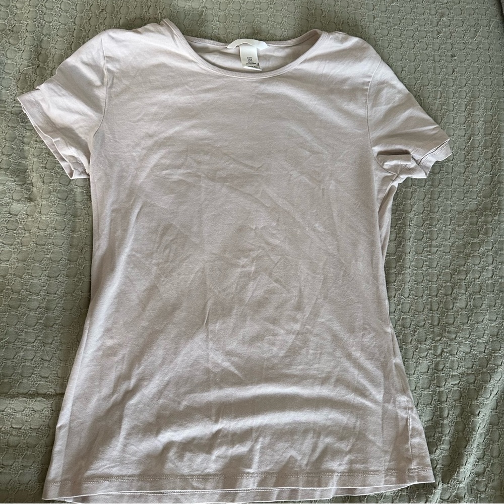Basic H&M Cream T Shirt Short Sleeve Top